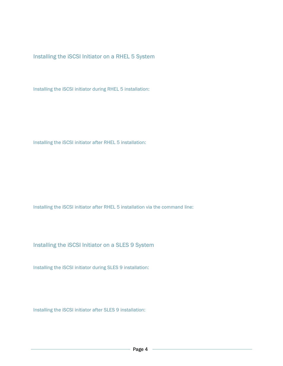 Installing the iscsi initiator on a rhel 5 system, Installing the iscsi initiator on a sles 9 system | Dell PowerVault TL4000 User Manual | Page 4 / 16
