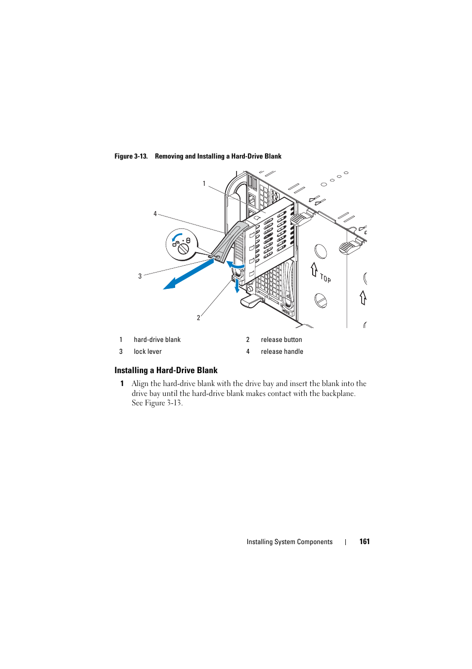 Installing a hard-drive blank | Dell PowerEdge C8000 User Manual | Page 161 / 386