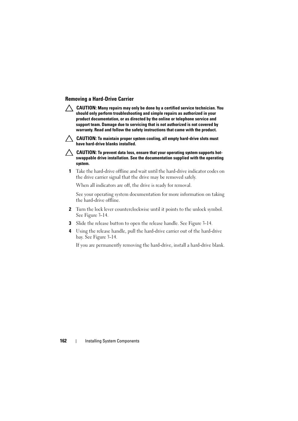 Removing a hard-drive carrier | Dell PowerEdge C8000 User Manual | Page 162 / 386