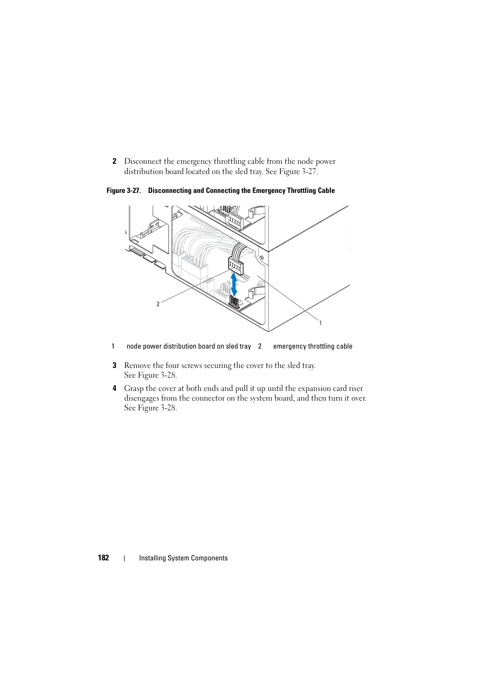 Tray. see figure 3-27 | Dell PowerEdge C8000 User Manual | Page 182 / 386