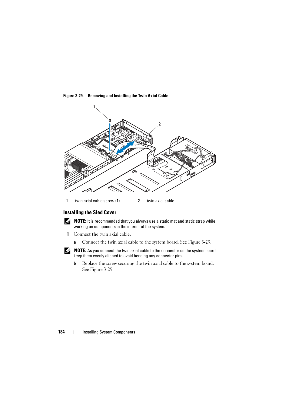 Installing the sled cover, Figure 3-29 | Dell PowerEdge C8000 User Manual | Page 184 / 386