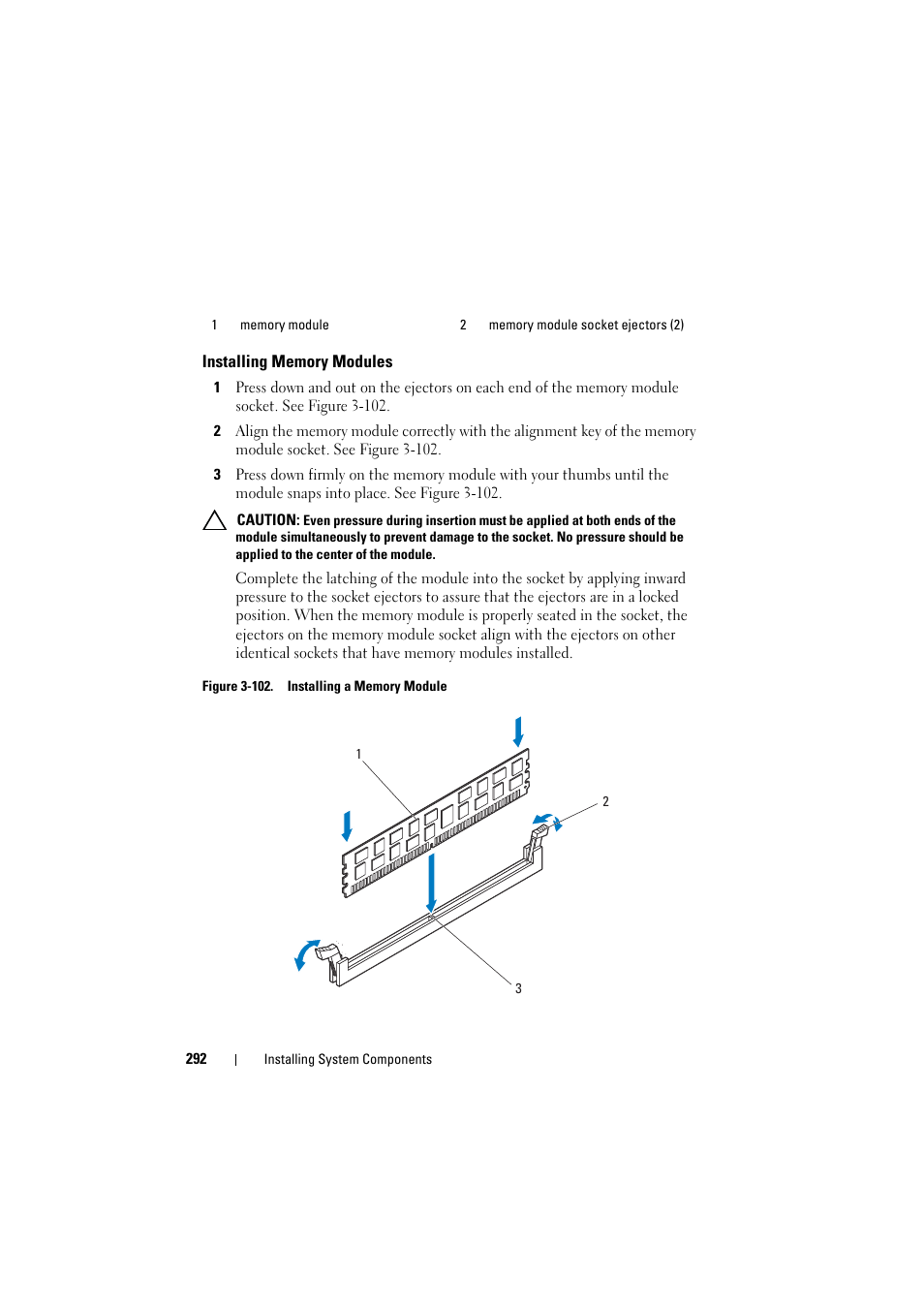 Installing memory modules | Dell PowerEdge C8000 User Manual | Page 292 / 386