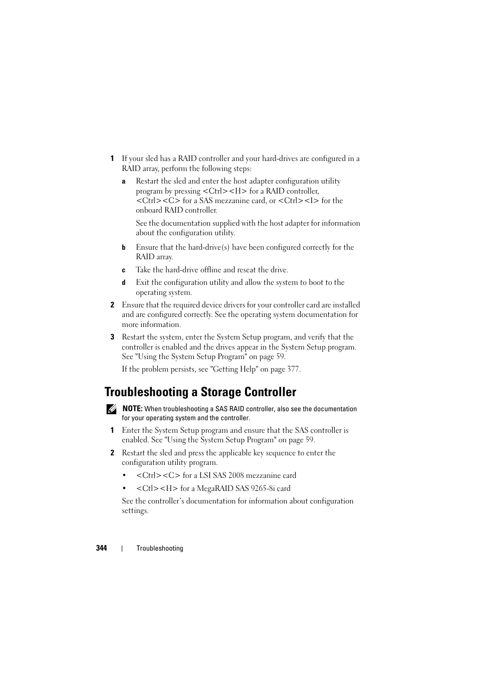 Troubleshooting a storage controller | Dell PowerEdge C8000 User Manual | Page 344 / 386