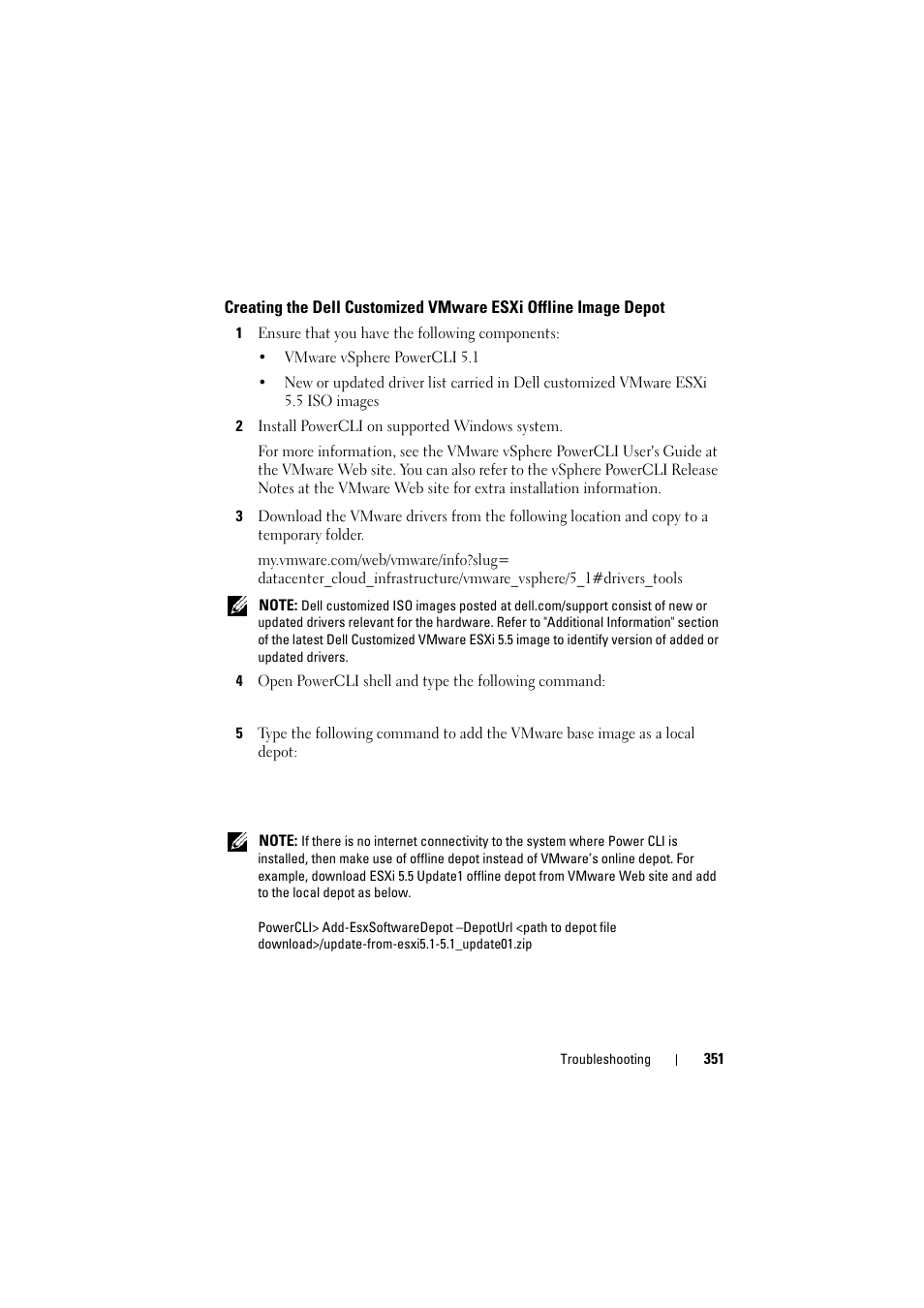 Creating the dell customized, Vmware esxi offline image depot | Dell PowerEdge C8000 User Manual | Page 351 / 386