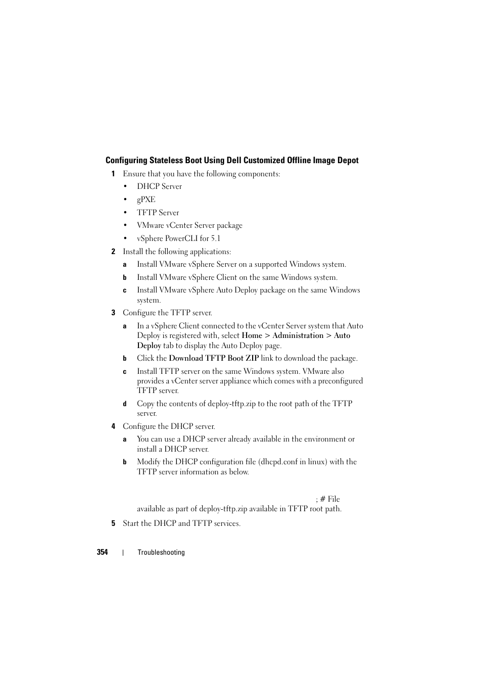 Configuring stateless boot using, Dell customized offline image depot | Dell PowerEdge C8000 User Manual | Page 354 / 386