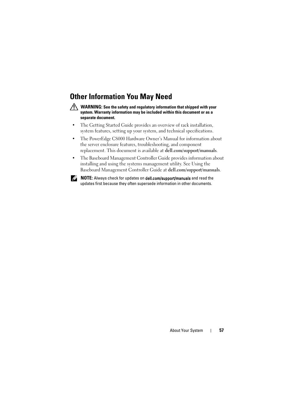 Other information you may need | Dell PowerEdge C8000 User Manual | Page 57 / 386