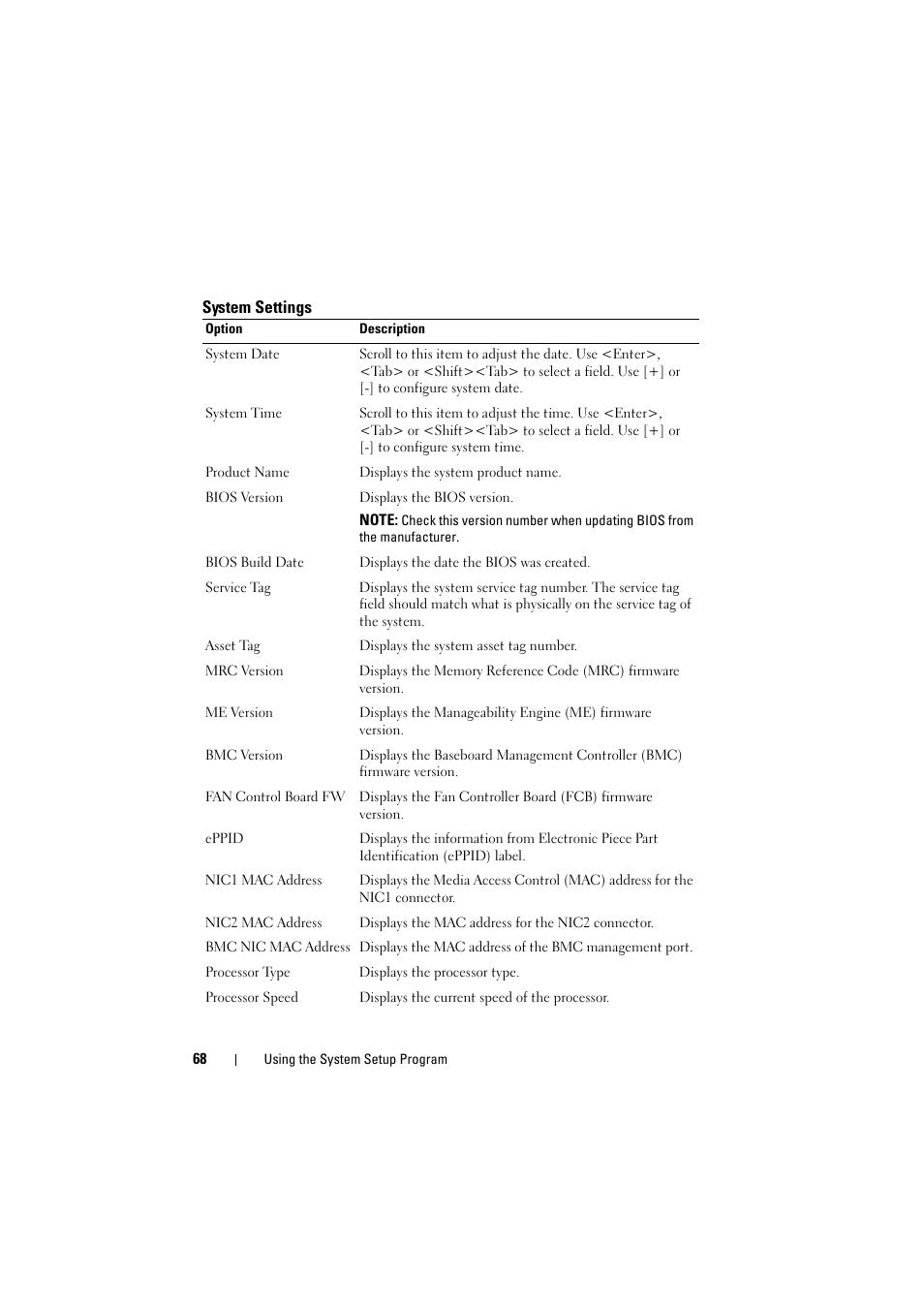 System settings | Dell PowerEdge C8000 User Manual | Page 68 / 386