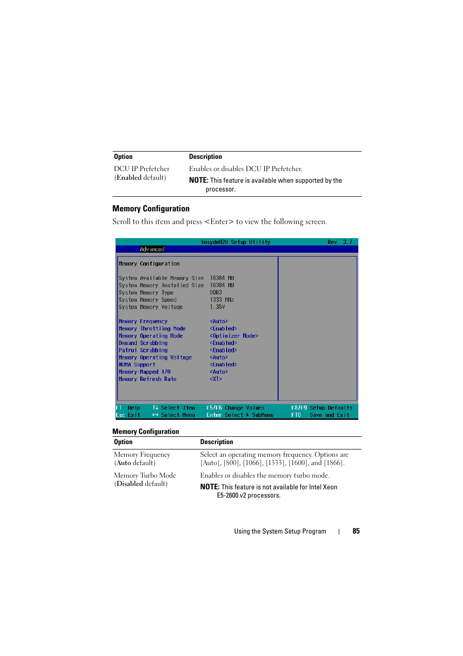 Memory configuration, E "memory | Dell PowerEdge C8000 User Manual | Page 85 / 386