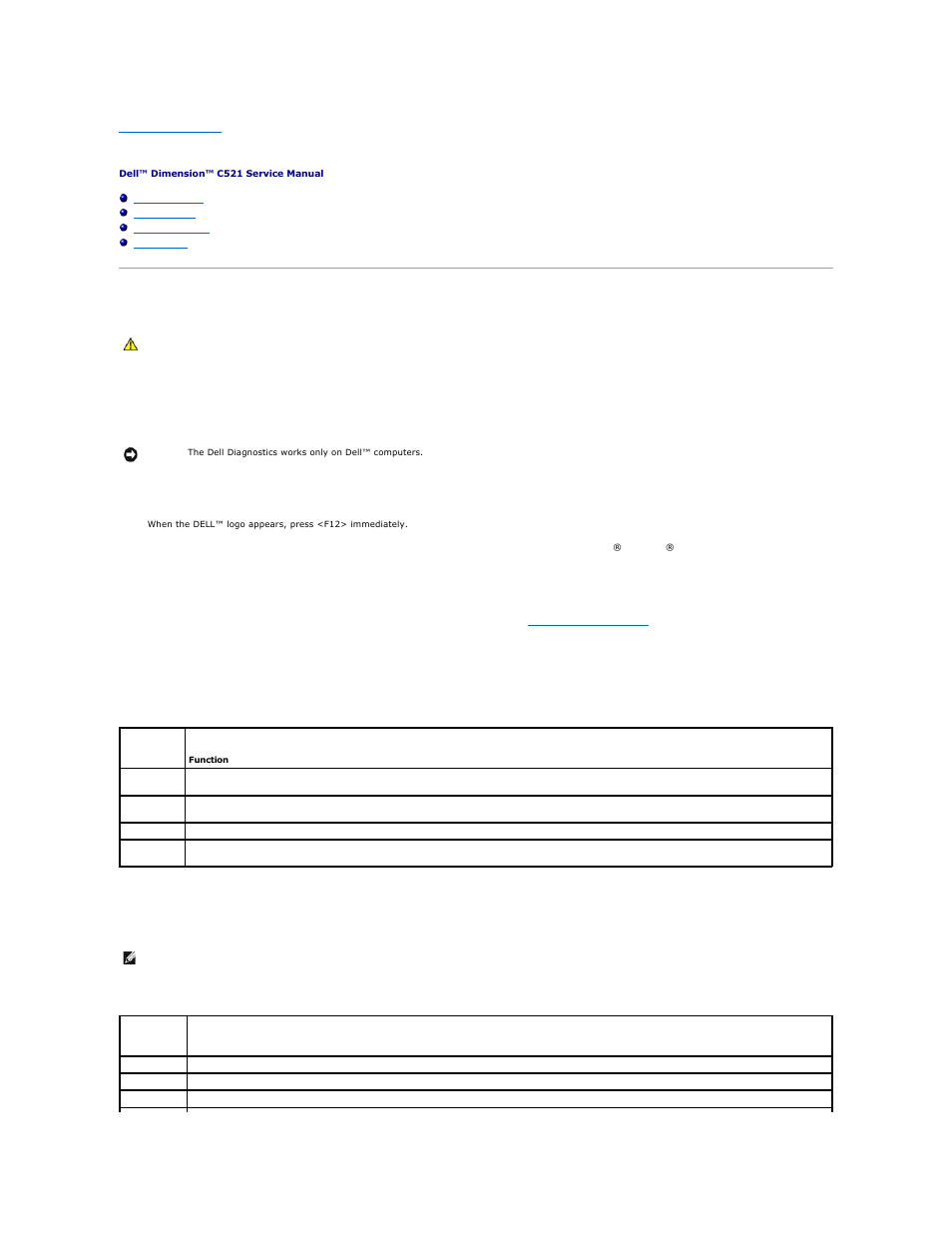 Troubleshooting, Dell diagnostics, When to use the dell diagnostics | Dell diagnostics main menu | Dell Dimension C521 User Manual | Page 48 / 50