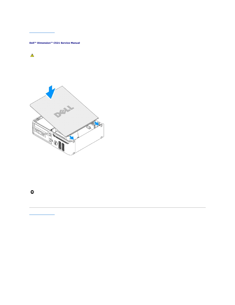 Replacing the computer cover | Dell Dimension C521 User Manual | Page 7 / 50