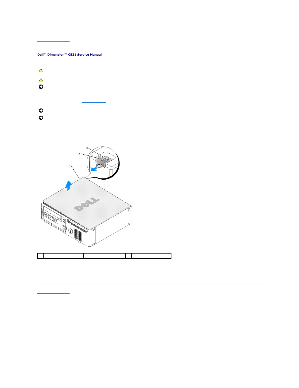 Removing the computer cover | Dell Dimension C521 User Manual | Page 8 / 50