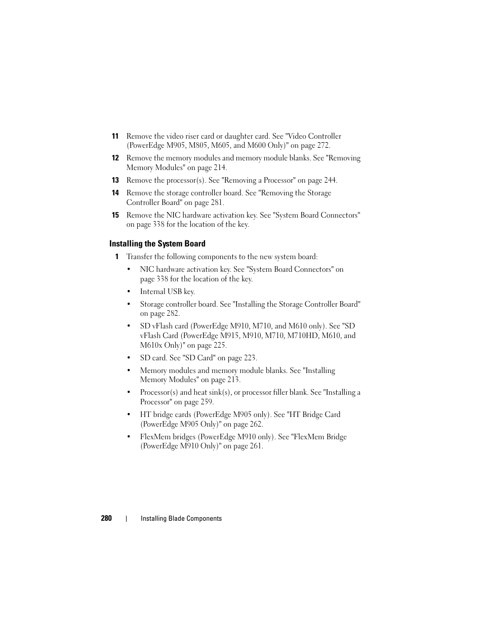 Installing the system board | Dell PowerEdge M910 User Manual | Page 280 / 368