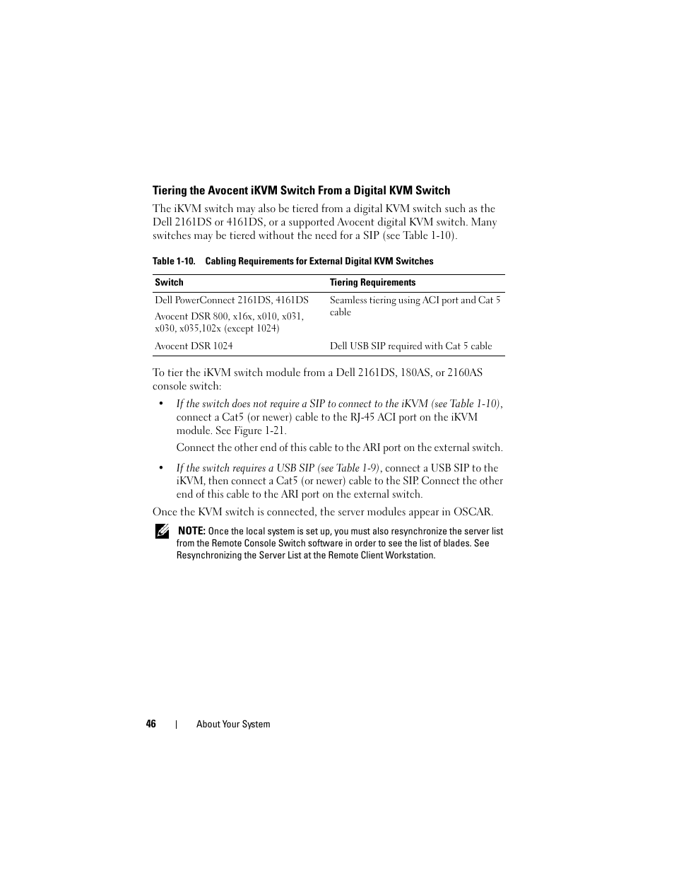 Tiering the avocent ikvm switch from, A digital kvm switch | Dell PowerEdge M910 User Manual | Page 46 / 368