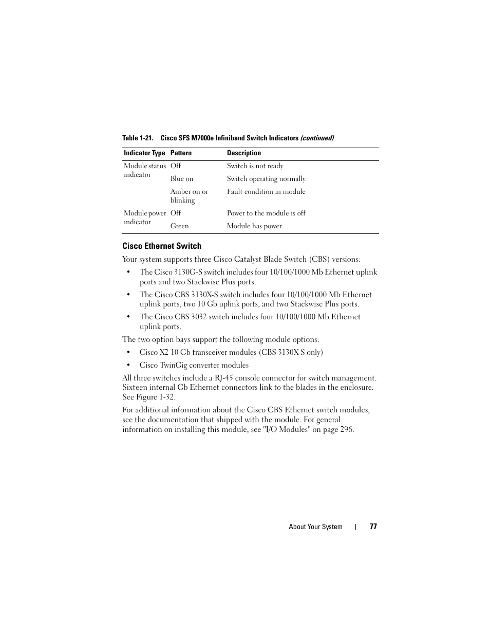 Cisco ethernet switch | Dell PowerEdge M910 User Manual | Page 77 / 368