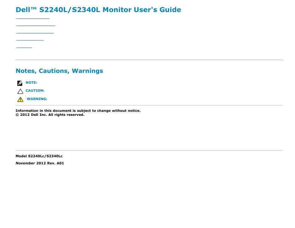 Dell S2340L Monitor User Manual | 44 pages