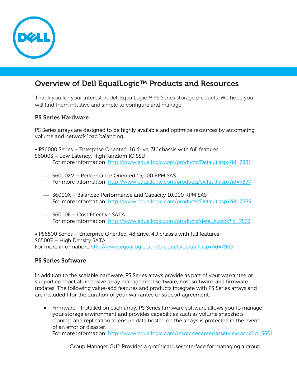 Dell EqualLogic PS6110E User Manual | 7 pages