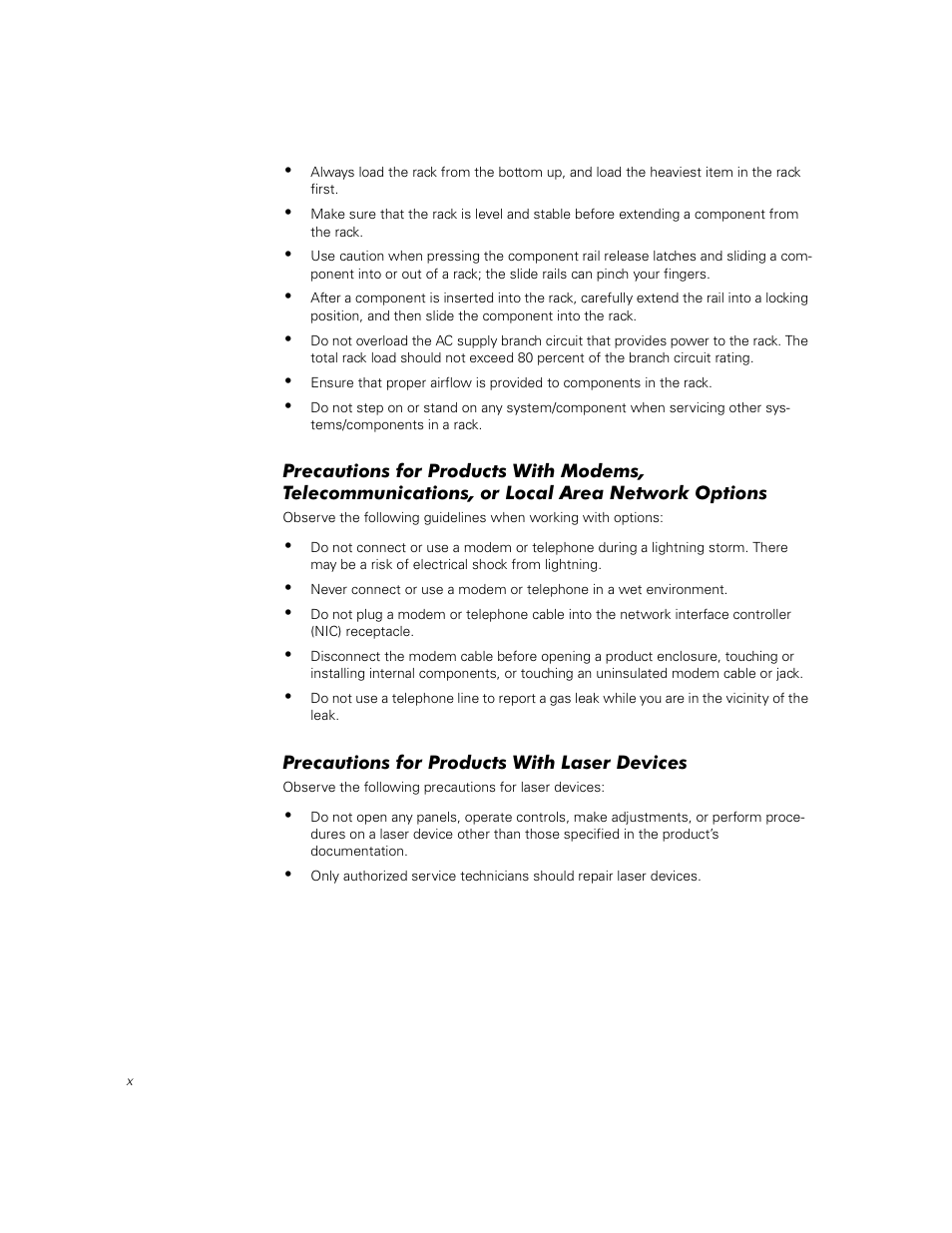 Precautions for products with laser devices | Dell PowerVault 50F (Fibre Channel Switch) User Manual | Page 11 / 49