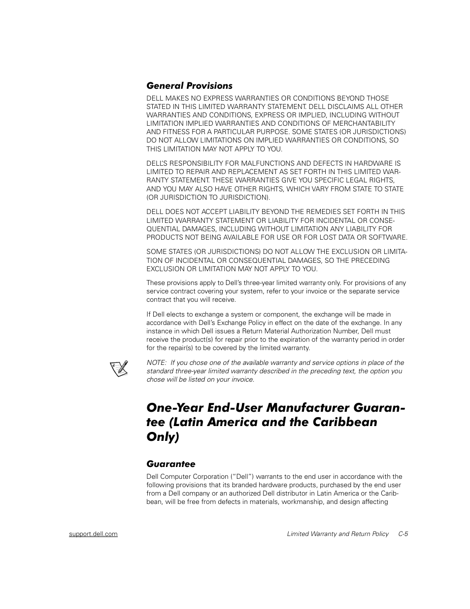 General provisions, Guarantee | Dell PowerVault 50F (Fibre Channel Switch) User Manual | Page 42 / 49