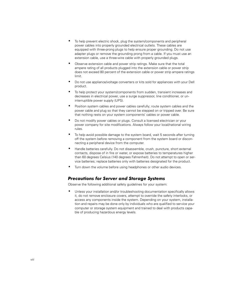 Precautions for server and storage systems | Dell PowerVault 50F (Fibre Channel Switch) User Manual | Page 9 / 49