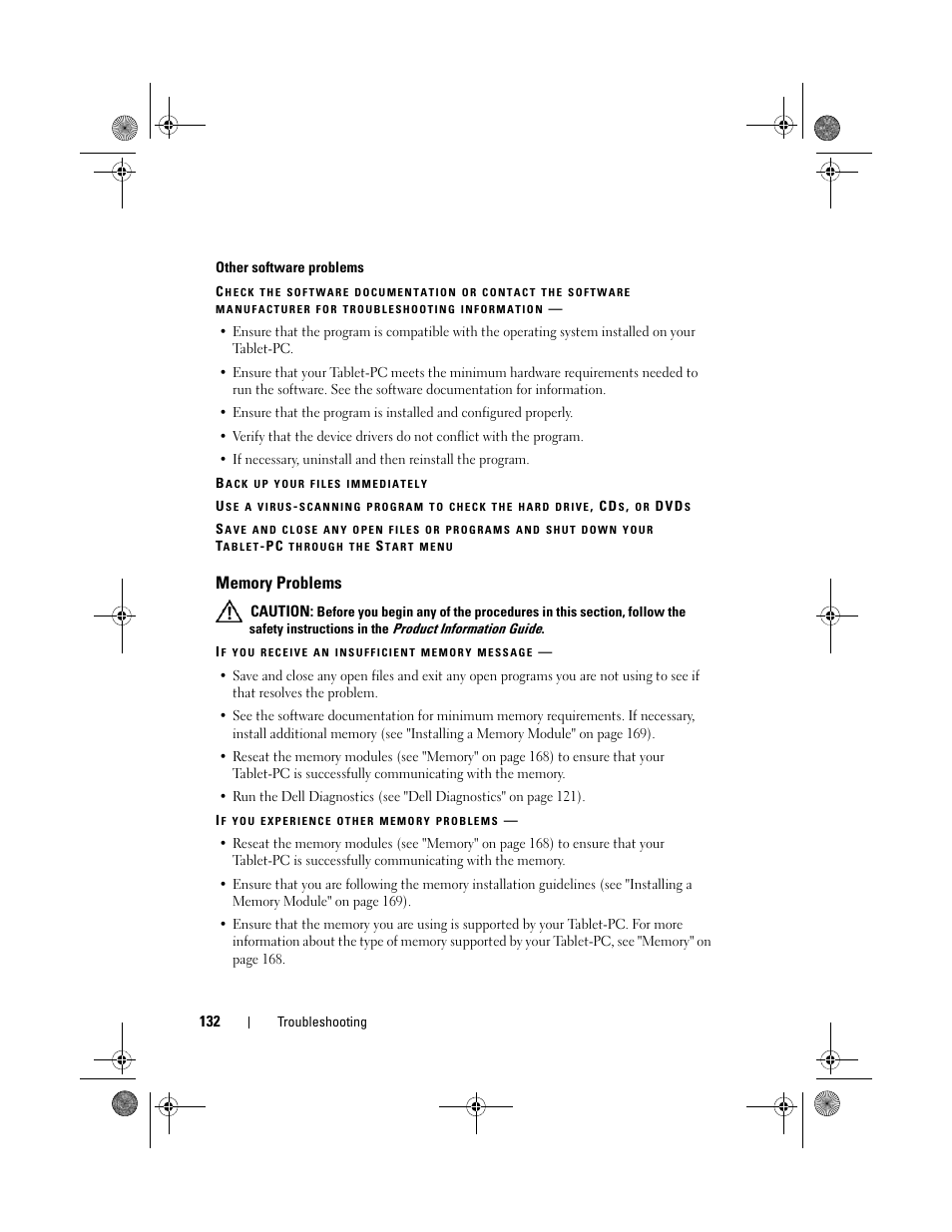 Memory problems | Dell Latitude XT (Late 2007) User Manual | Page 132 / 248