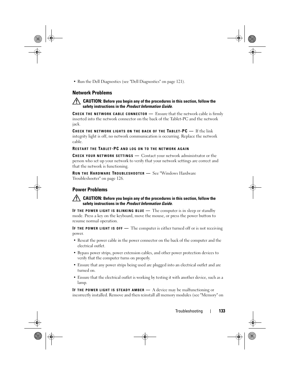 Network problems, Power problems, See "power | Dell Latitude XT (Late 2007) User Manual | Page 133 / 248