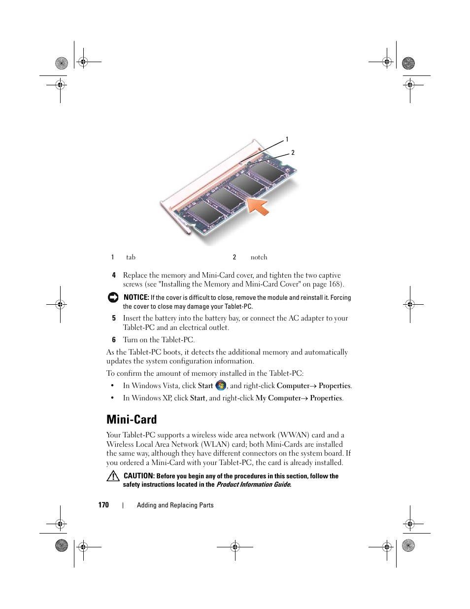 Mini-card | Dell Latitude XT (Late 2007) User Manual | Page 170 / 248