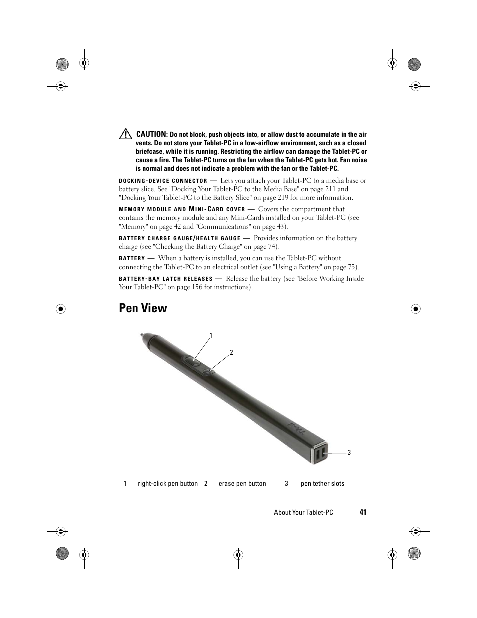 Pen view | Dell Latitude XT (Late 2007) User Manual | Page 41 / 248