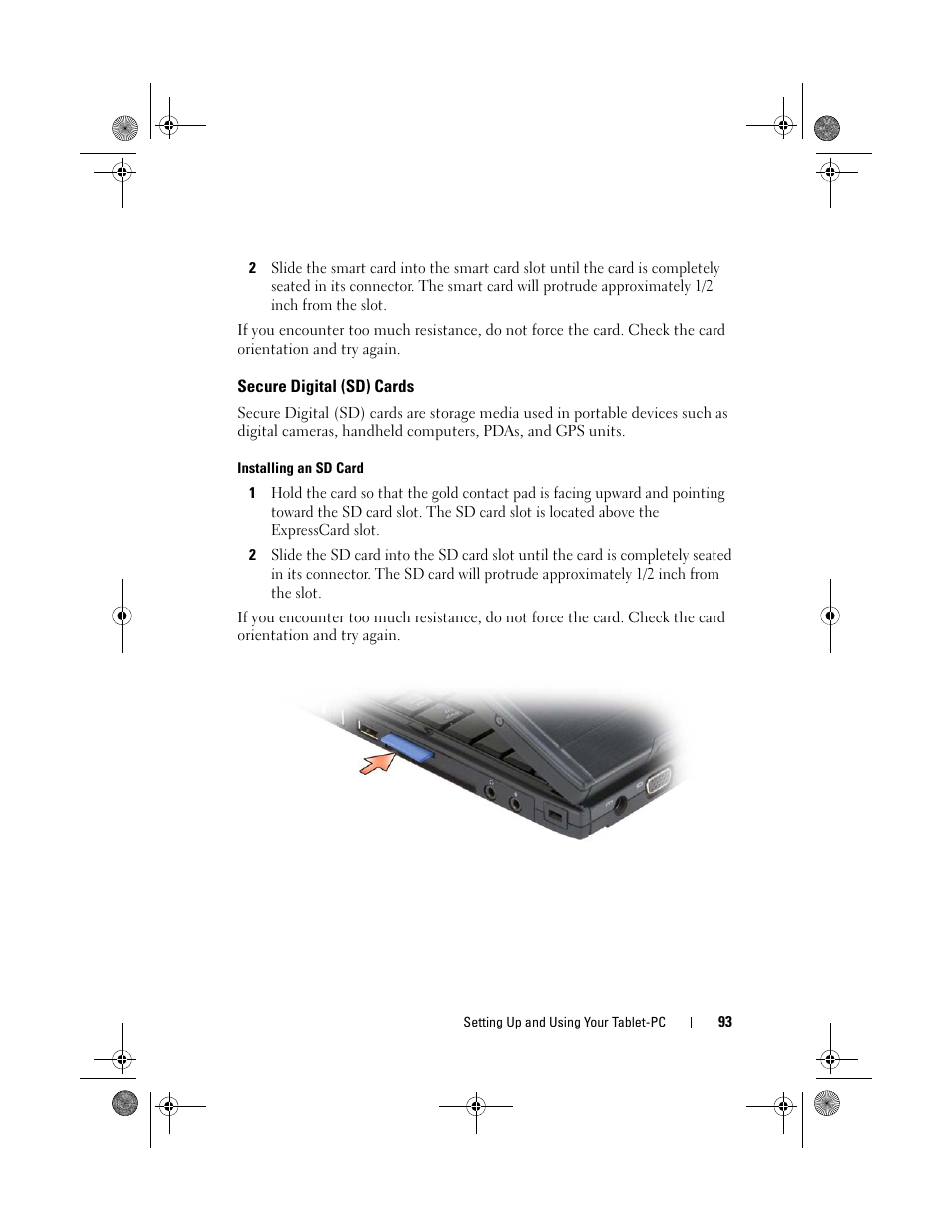 Secure digital (sd) cards | Dell Latitude XT (Late 2007) User Manual | Page 93 / 248