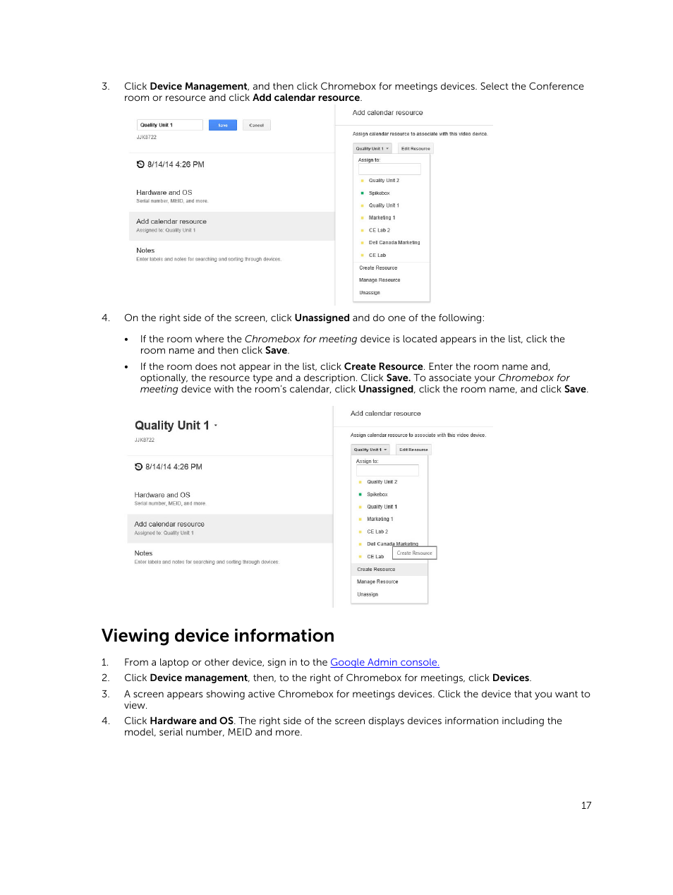 Viewing device information | Dell ChromeBox For Meetings User Manual | Page 17 / 24