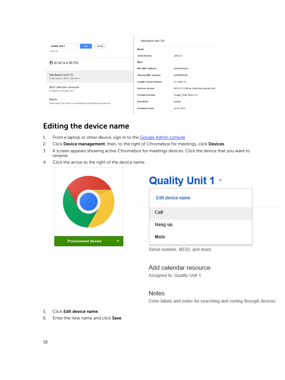 Editing the device name | Dell ChromeBox For Meetings User Manual | Page 18 / 24
