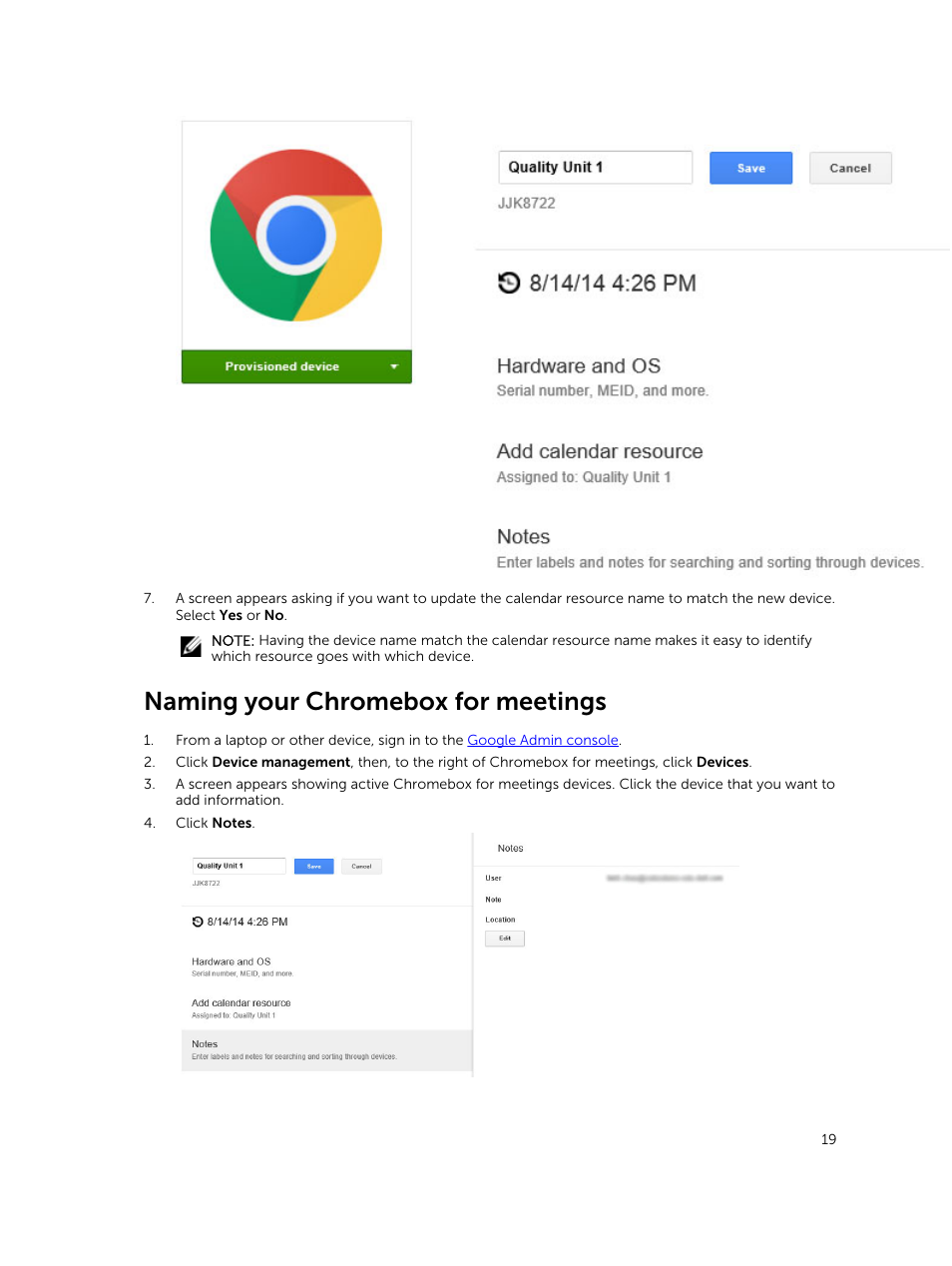 Naming your chromebox for meetings | Dell ChromeBox For Meetings User Manual | Page 19 / 24