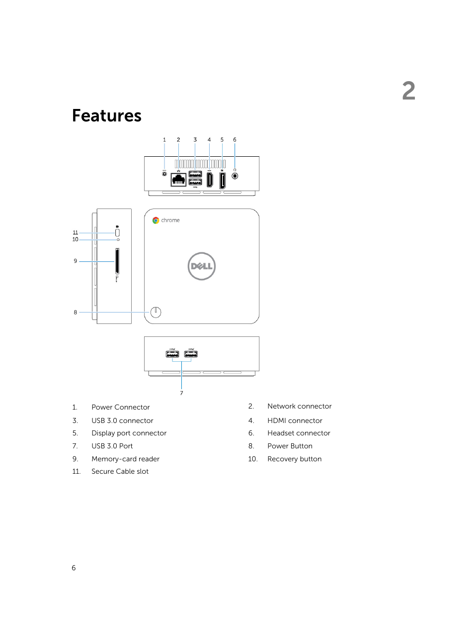 Features, 2 features | Dell ChromeBox For Meetings User Manual | Page 6 / 24