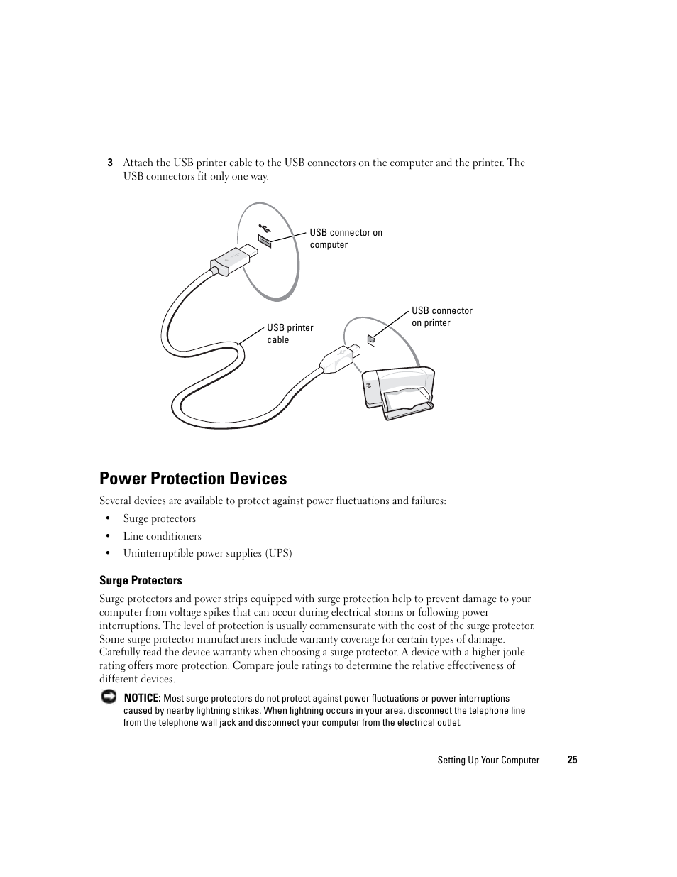 Power protection devices, Surge protectors | Dell Inspiron 5160 User Manual | Page 25 / 128