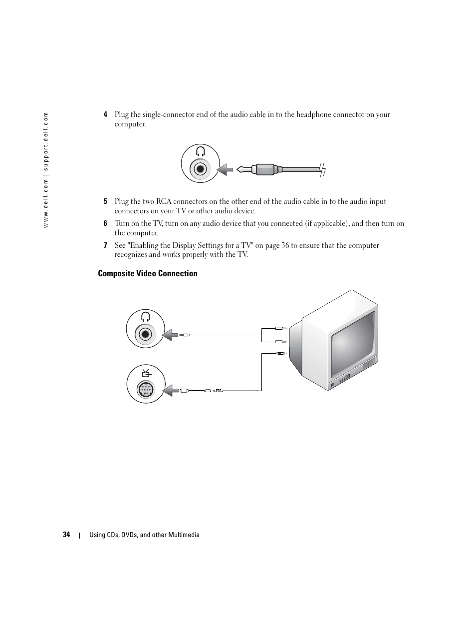 Composite video connection | Dell Inspiron 5160 User Manual | Page 34 / 128