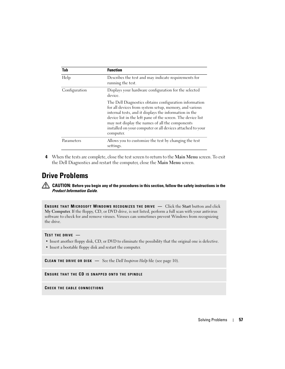 Drive problems | Dell Inspiron 5160 User Manual | Page 57 / 128