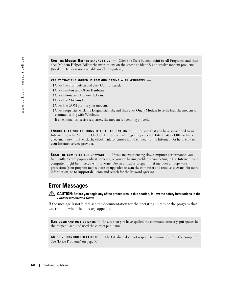 Error messages | Dell Inspiron 5160 User Manual | Page 60 / 128