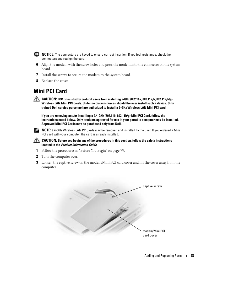 Mini pci card | Dell Inspiron 5160 User Manual | Page 87 / 128