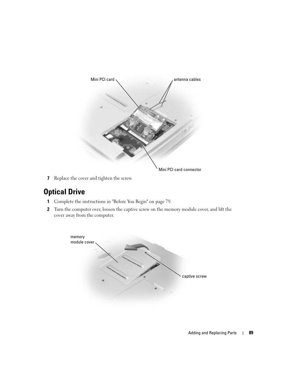 Optical drive | Dell Inspiron 5160 User Manual | Page 89 / 128