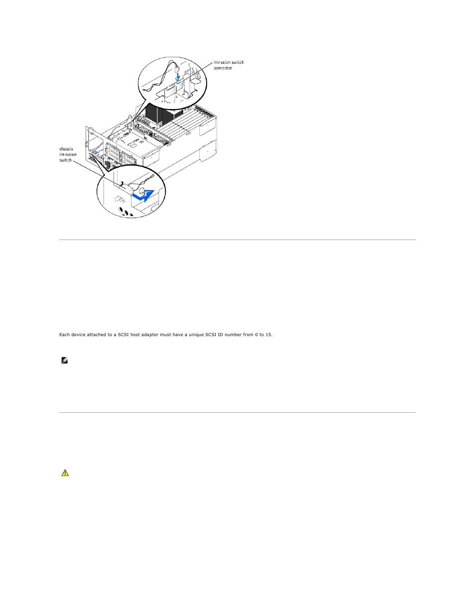 Scsi configuration information, External scsi tape drive, Scsi interface cables | Scsi id numbers, Device termination, Installing an external scsi tape drive | Dell PowerEdge 2600 User Manual | Page 41 / 61