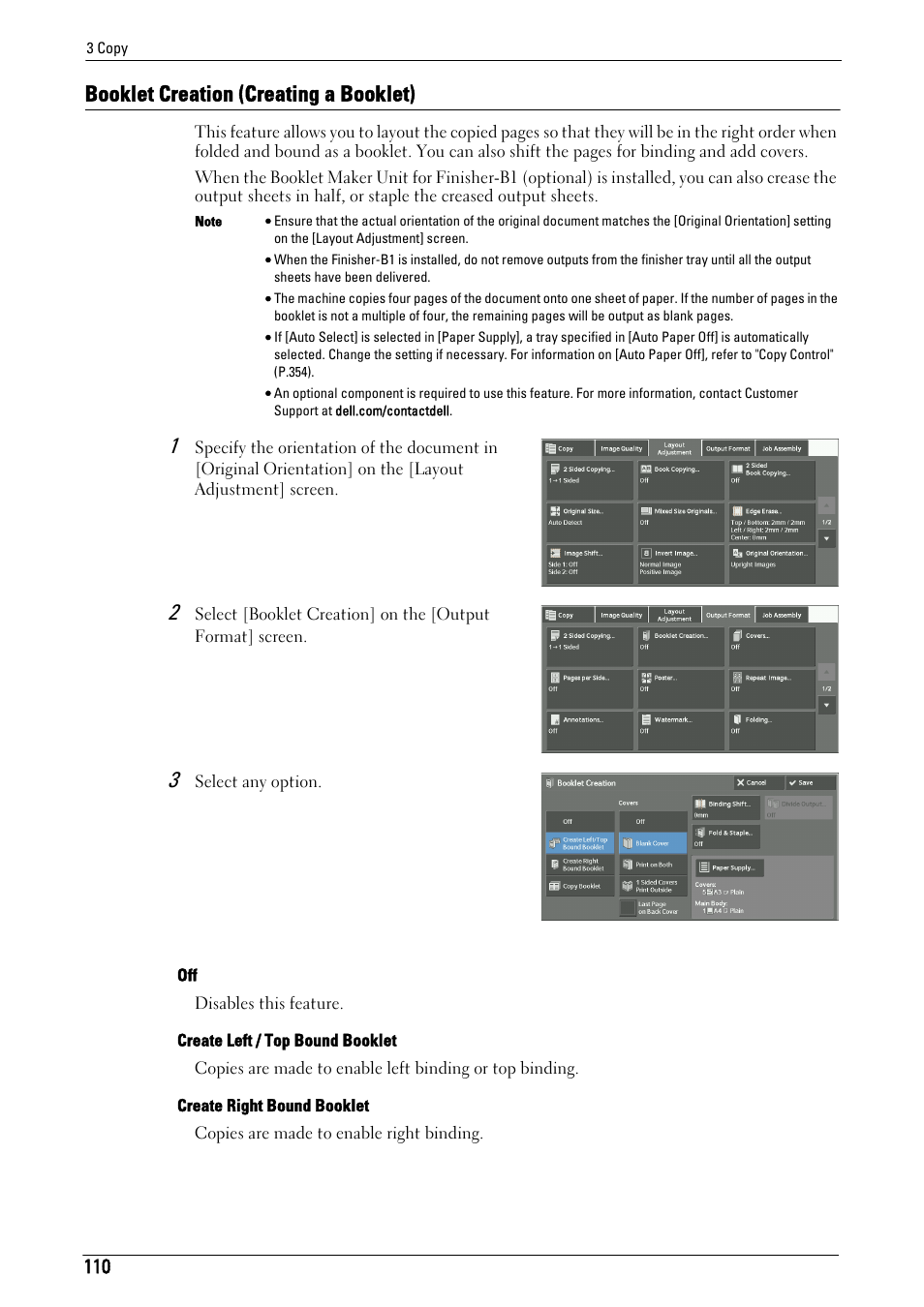 Booklet creation (creating a booklet), Booklet creation | Dell C7765DN MFP Color Laser Printer User Manual | Page 110 / 831