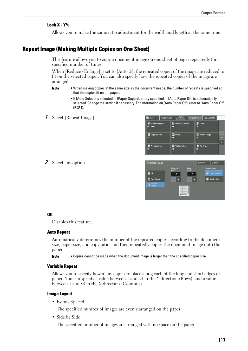 Repeat image (making multiple copies on one sheet), Repeat image | Dell C7765DN MFP Color Laser Printer User Manual | Page 117 / 831