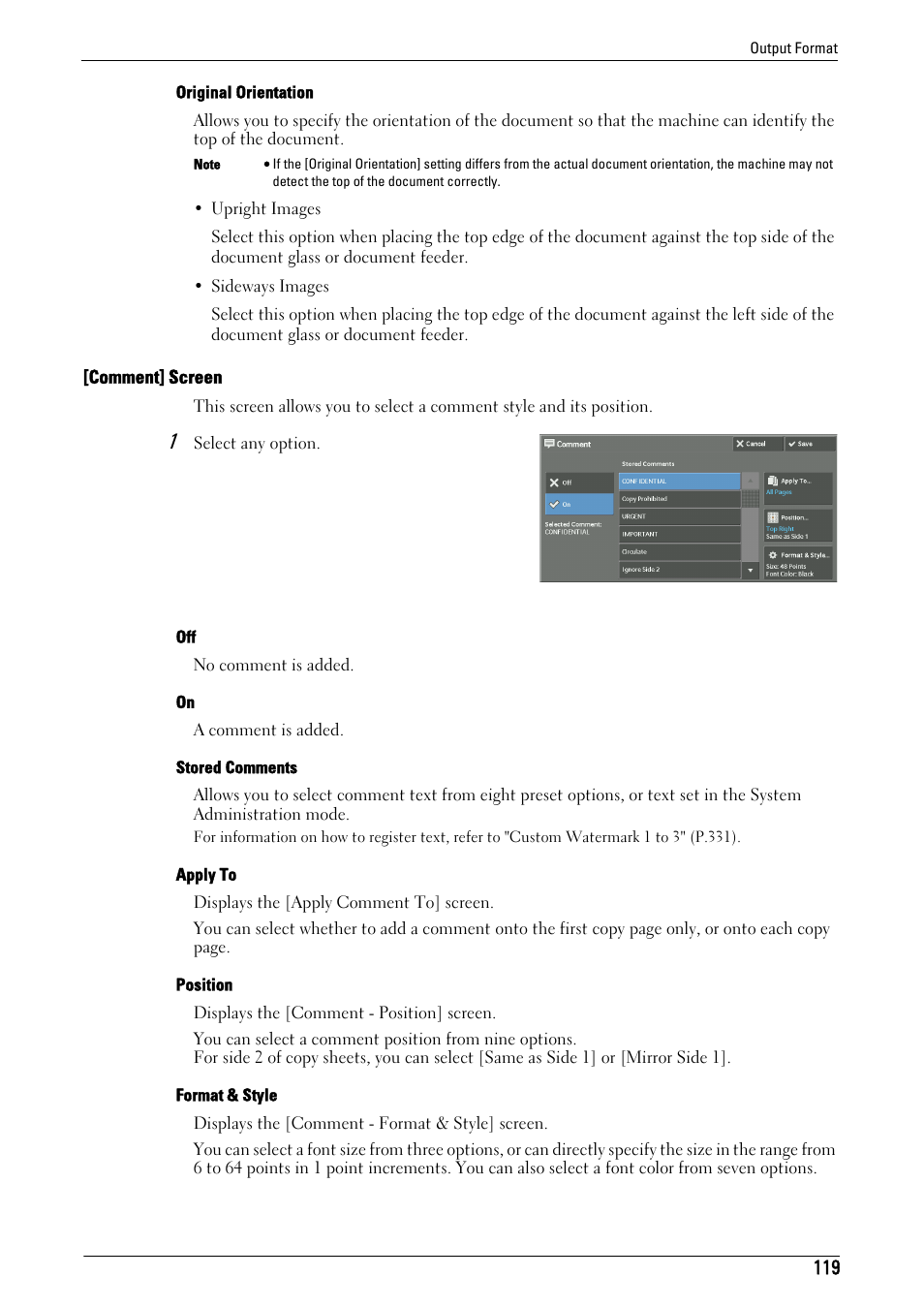 Refer to "[comment] screen" (p.119) | Dell C7765DN MFP Color Laser Printer User Manual | Page 119 / 831