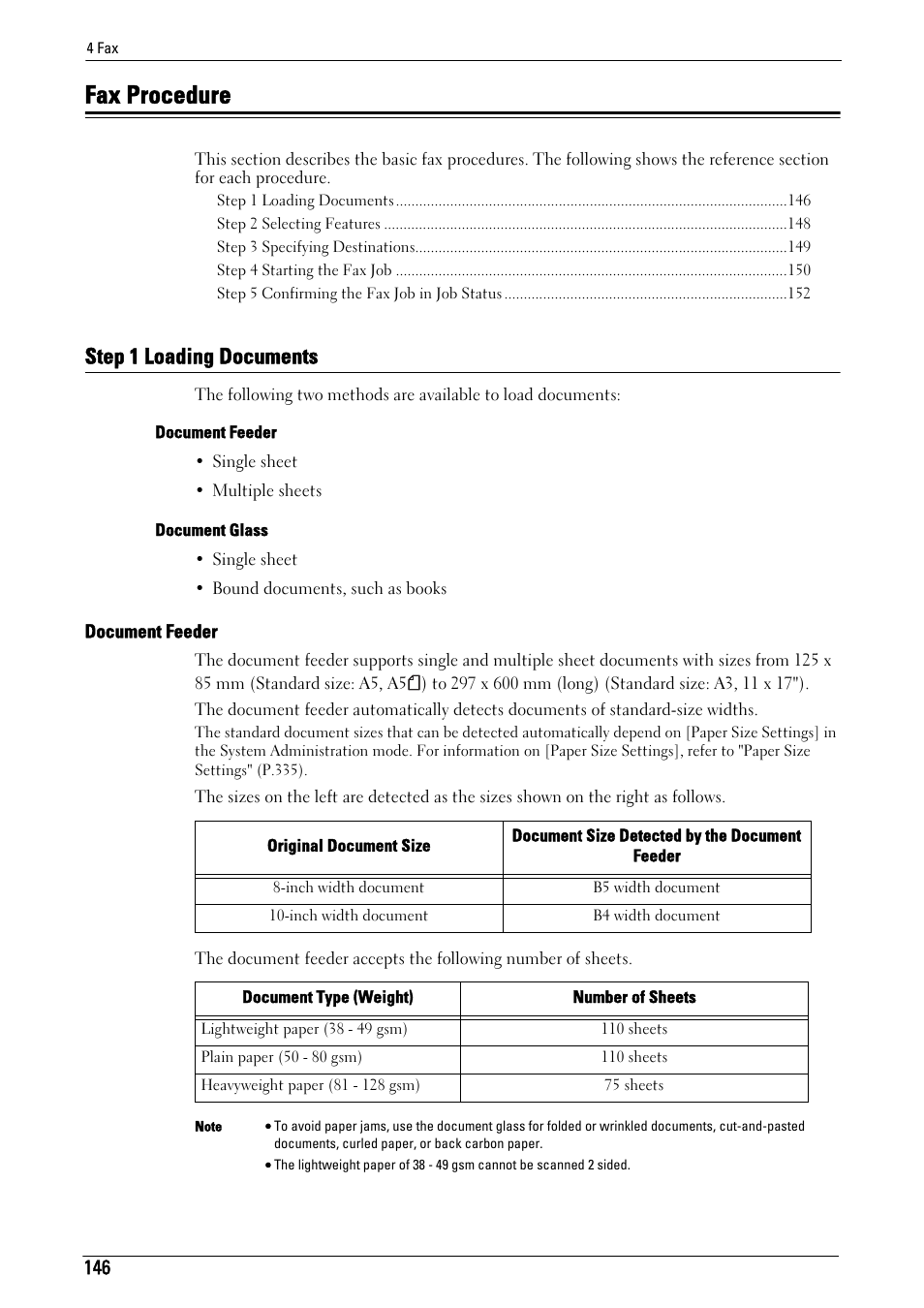 Fax procedure, Step 1 loading documents | Dell C7765DN MFP Color Laser Printer User Manual | Page 146 / 831