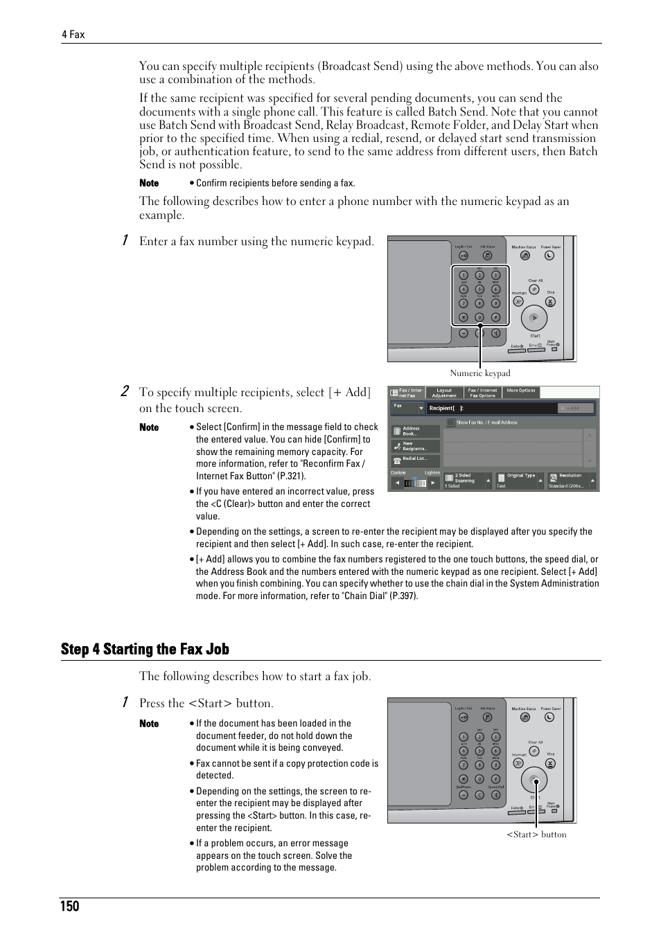 Step 4 starting the fax job | Dell C7765DN MFP Color Laser Printer User Manual | Page 150 / 831