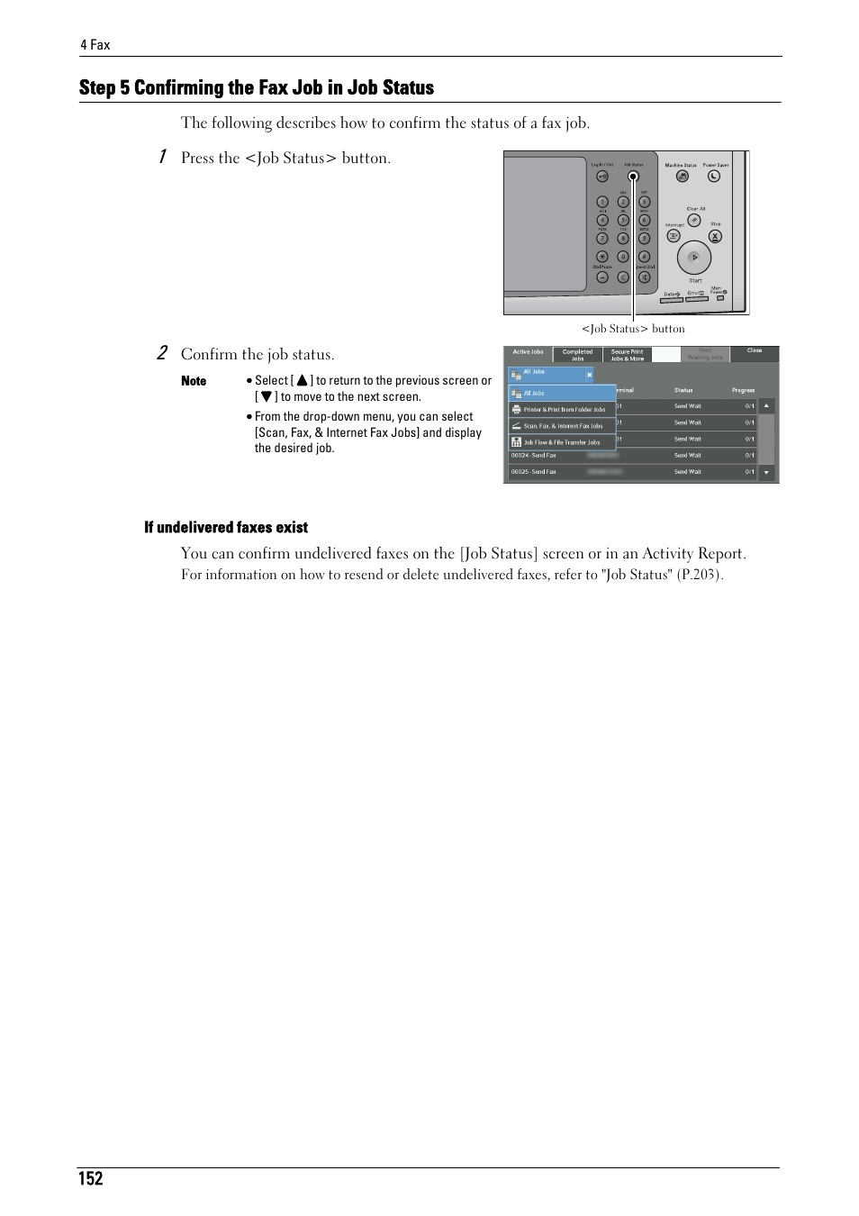 Step 5 confirming the fax job in job status | Dell C7765DN MFP Color Laser Printer User Manual | Page 152 / 831