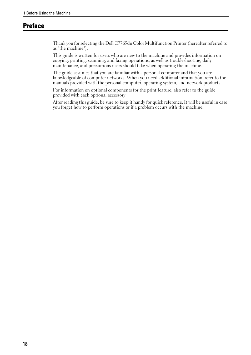 Preface | Dell C7765DN MFP Color Laser Printer User Manual | Page 18 / 831