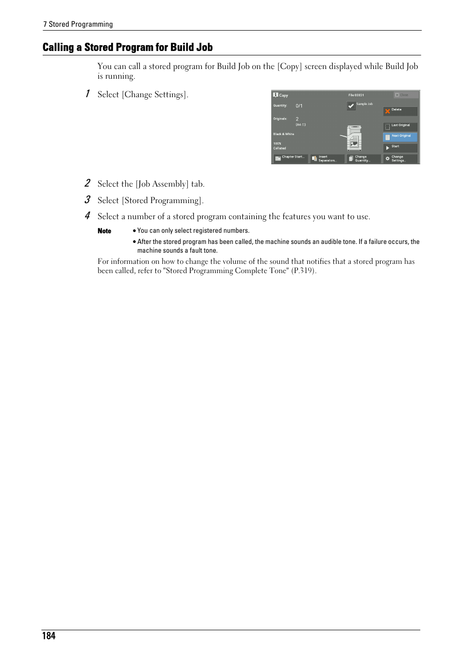 Calling a stored program for build job | Dell C7765DN MFP Color Laser Printer User Manual | Page 184 / 831