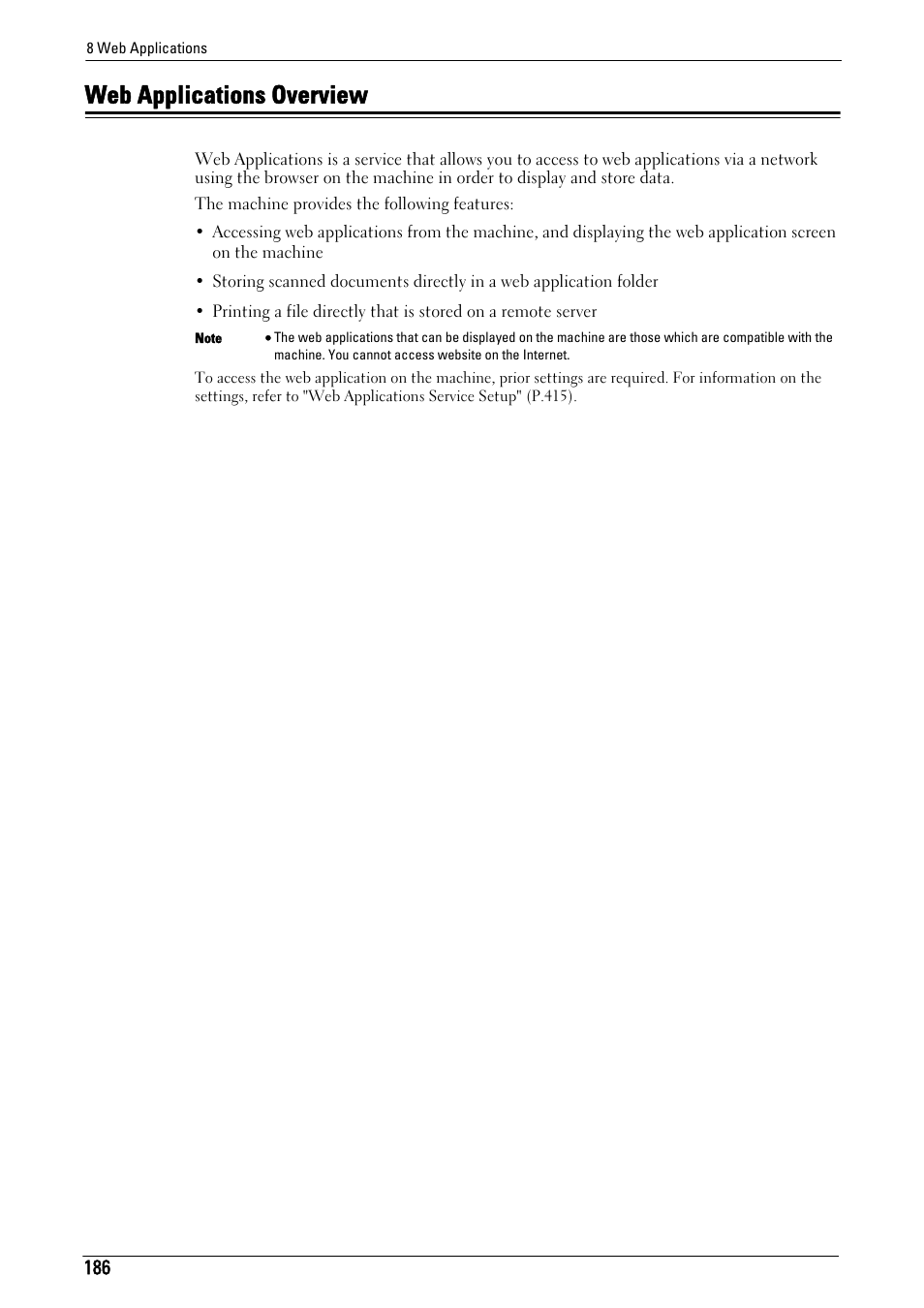 Web applications overview | Dell C7765DN MFP Color Laser Printer User Manual | Page 186 / 831
