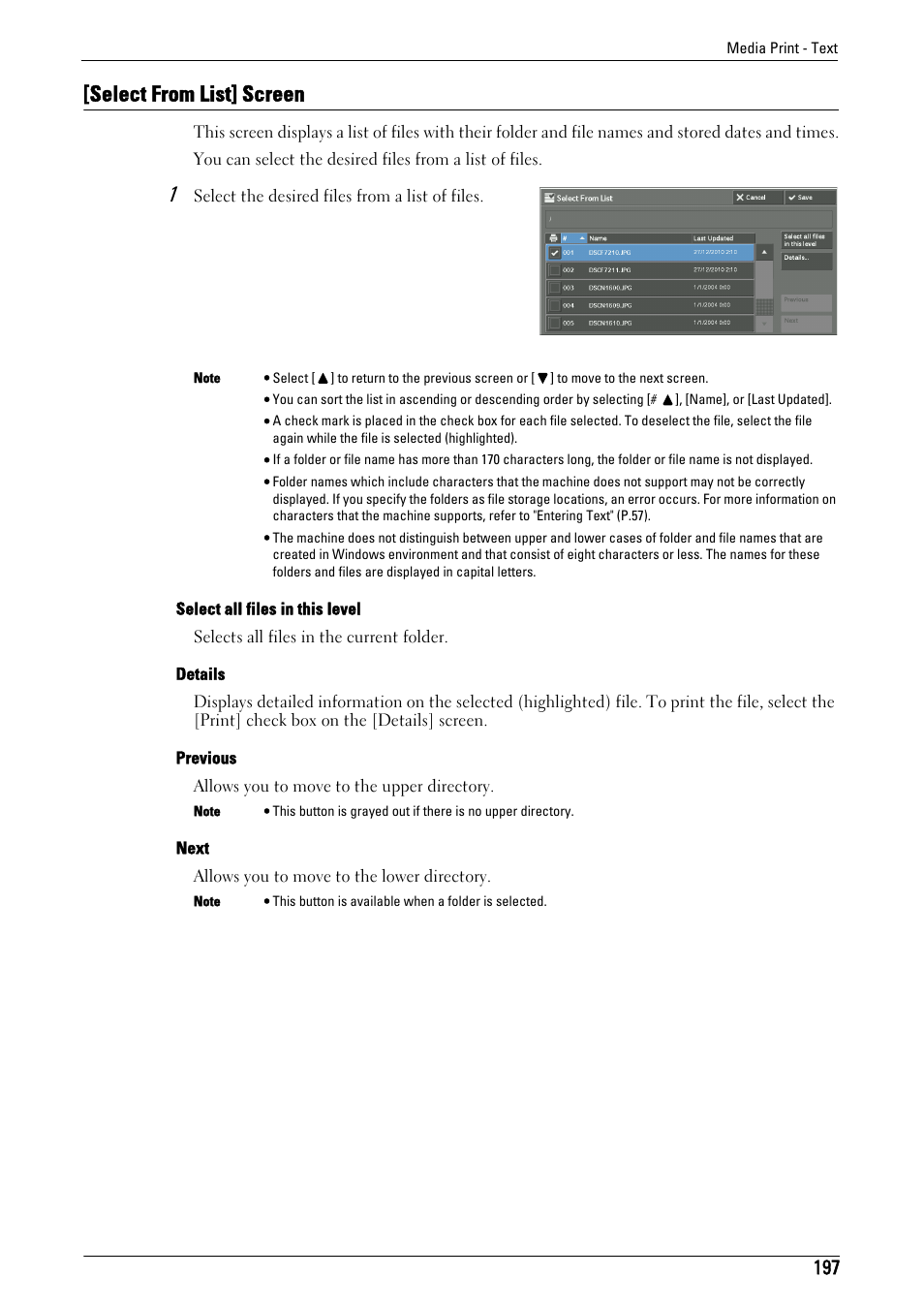 Select from list] screen | Dell C7765DN MFP Color Laser Printer User Manual | Page 197 / 831