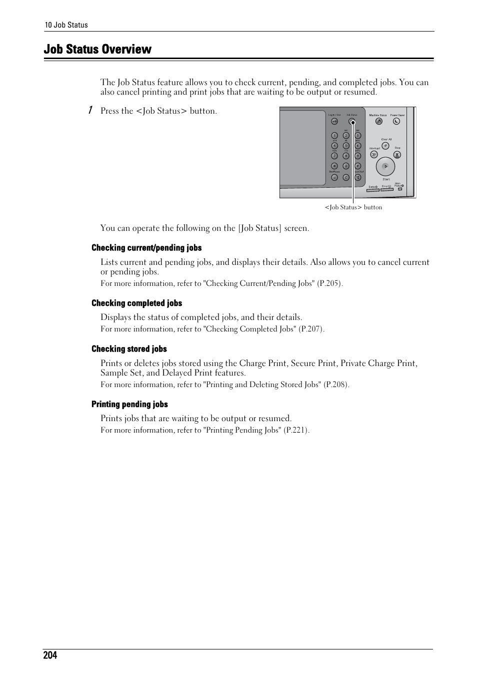 Job status overview | Dell C7765DN MFP Color Laser Printer User Manual | Page 204 / 831